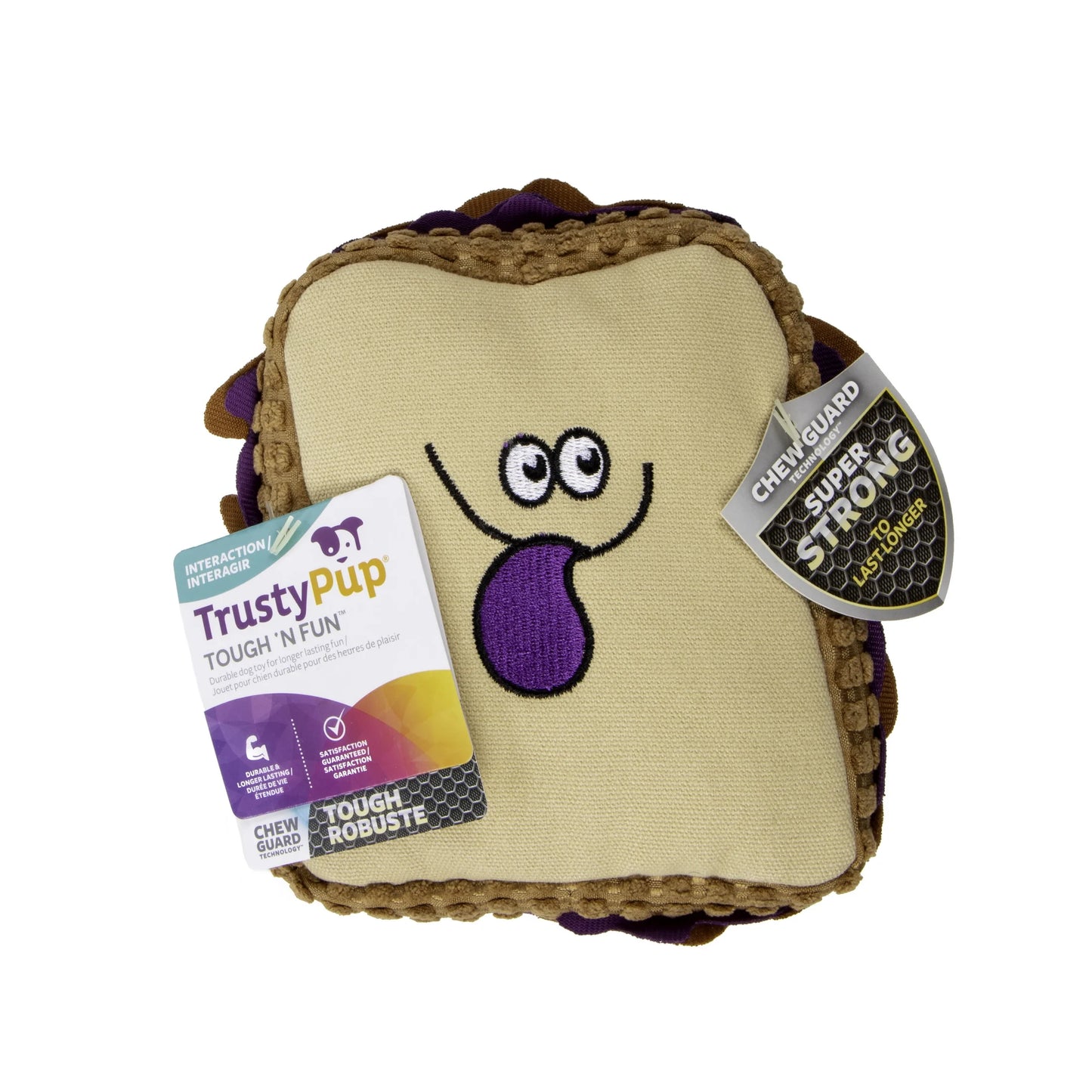 PB&J Squeaky Plush Chew Guard Dog Toy