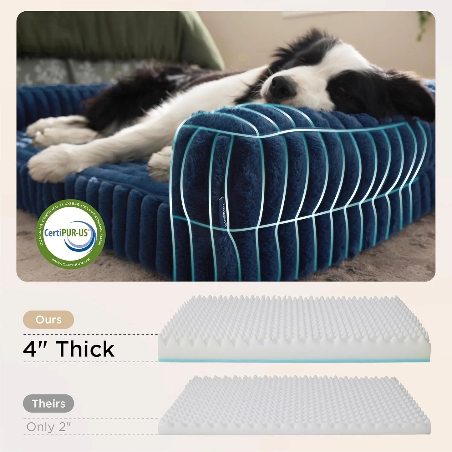 Orthopedic, Waterproof Memory Foam XL Pet Bed with Washable Removable Corduroy Cover, Blue