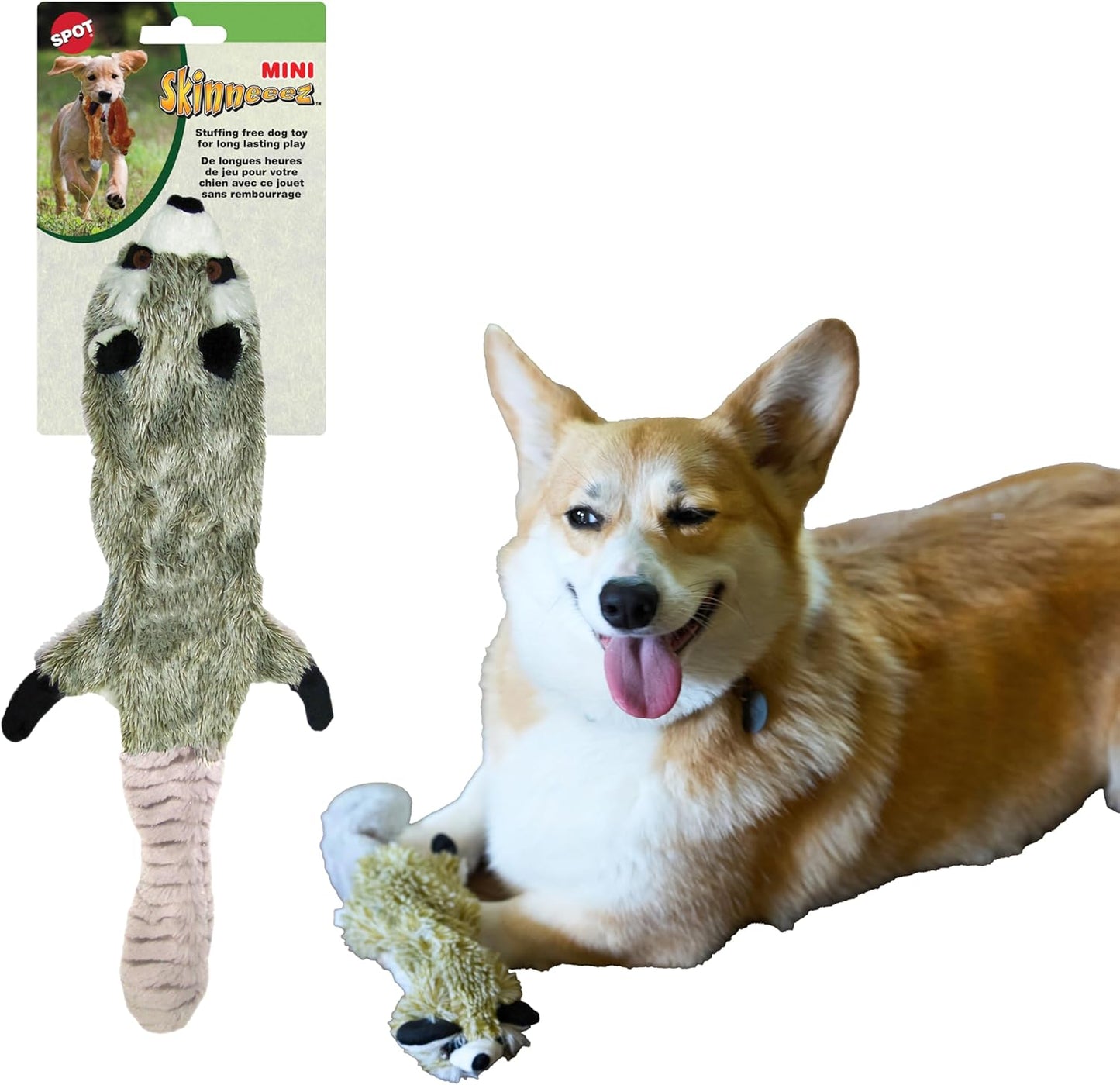 Skinneeez Raccoon 14 Inch Stuffing-Free Plush Dog Toy 