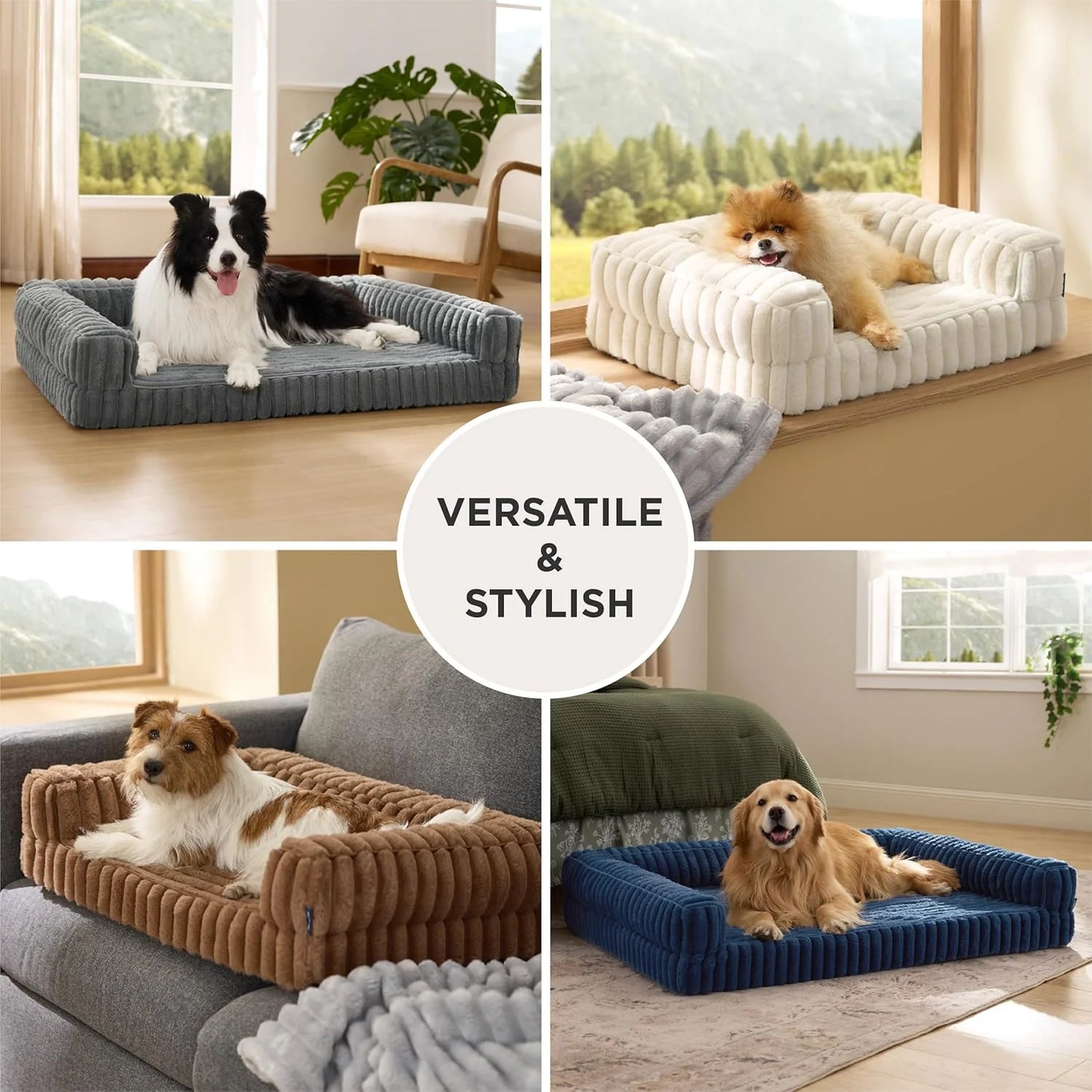Orthopedic, Waterproof Memory Foam XL Pet Bed with Washable Removable Corduroy Cover, Blue