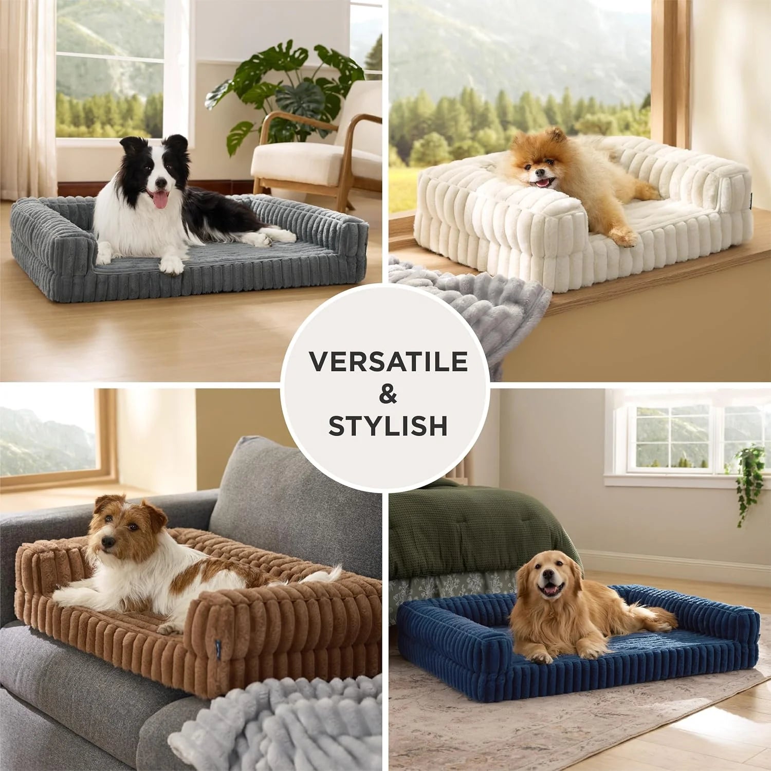 Orthopedic, Waterproof Memory Foam XL Pet Bed with Washable Removable Corduroy Cover, Blue