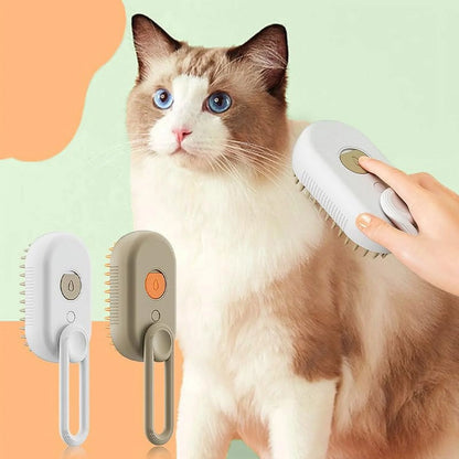 Cat Steam Brush, 3-in-1 Self Cleaning Steamy Pet Brush 