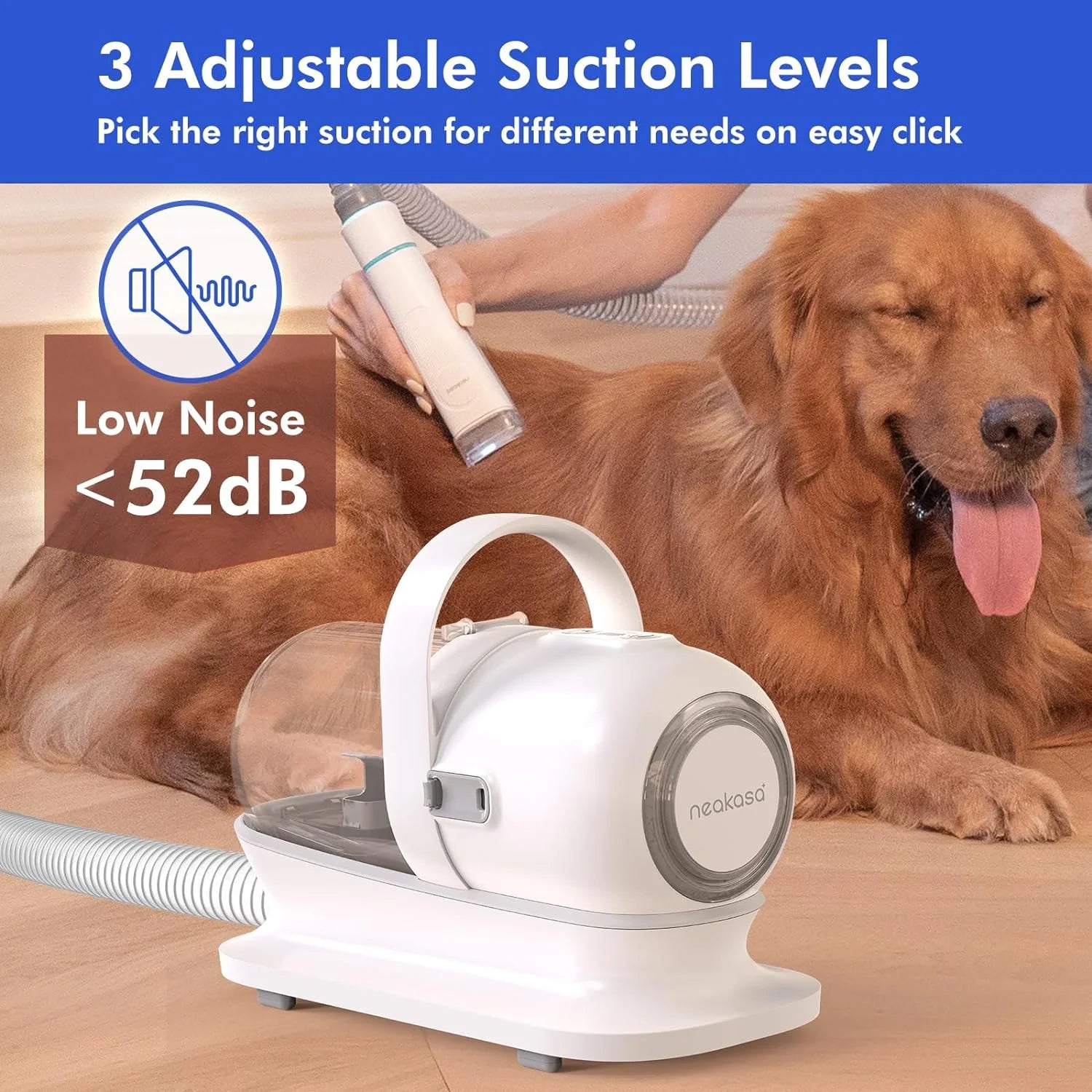 Pro Dog Grooming Kit with Vacuum, 5-In-1 Low-Noise Pet Clippers & Deshedding Brush