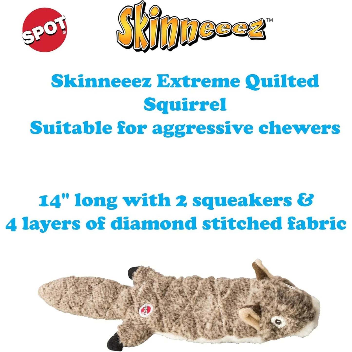 Extreme Quilted Squirrel Dog Toy