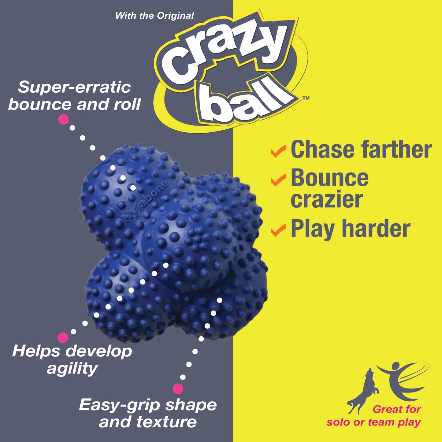 Power Play Crazy-Ball Dog Toy,  Large