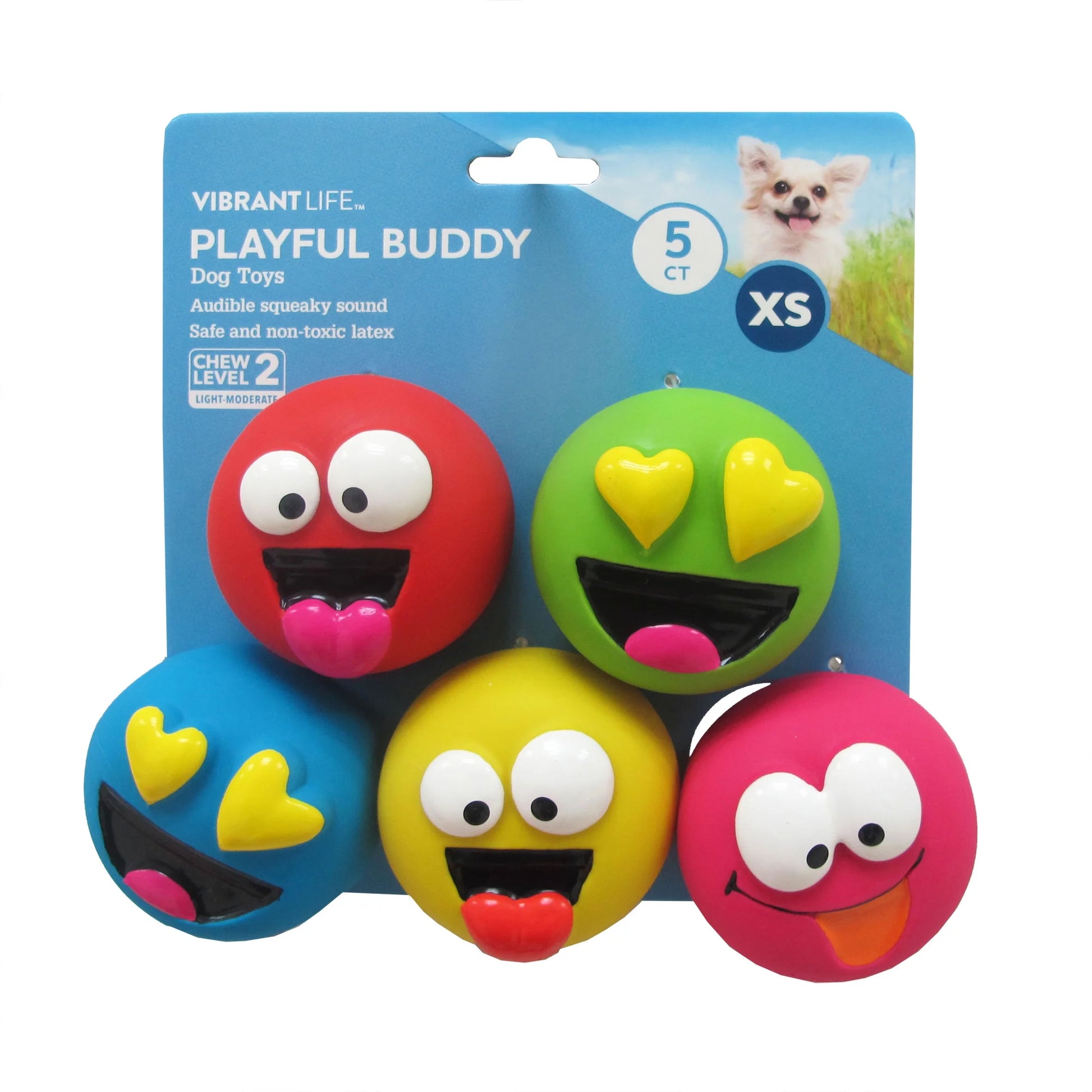 5Pk EMOTICON LATEX DOG TOY