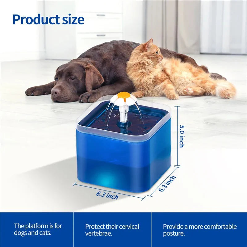 Automatic Cats and Dogs Water Fountain with LED Lighting USB Pet Water Dispenser with Recirculate Filtring