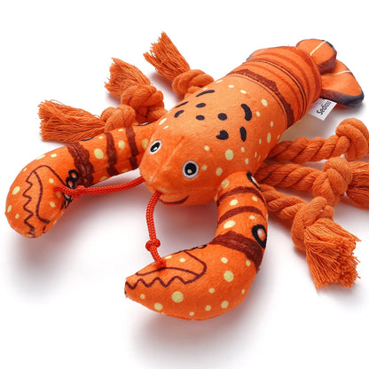 Larry Lobster Dog Toy, Squeaky Dog Plush Toy with Crinkle Paper 