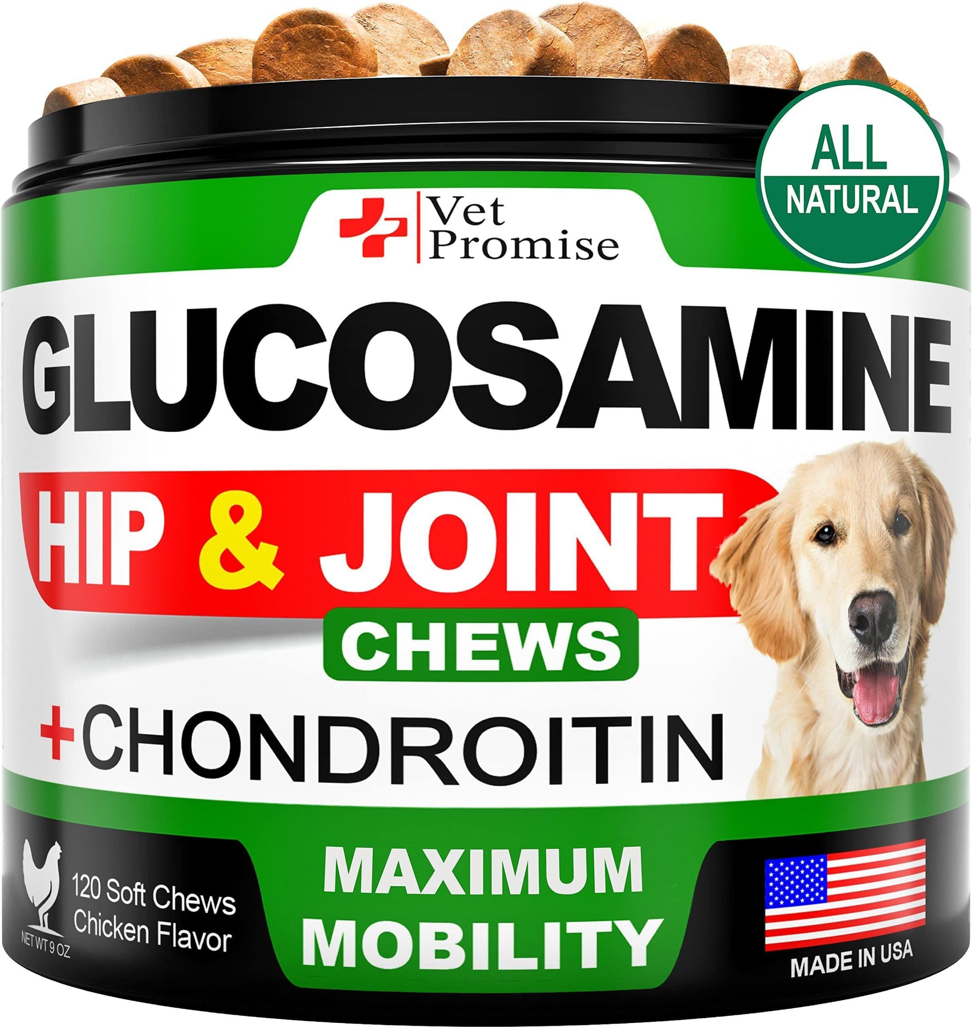 Glucosamine Hip and Joint Supplement for Dogs - 120 Mobility Chews