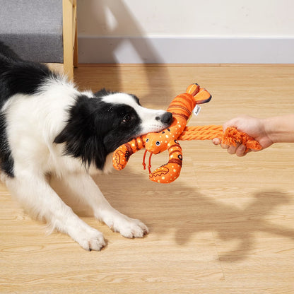 Larry Lobster Dog Toy, Squeaky Dog Plush Toy with Crinkle Paper 