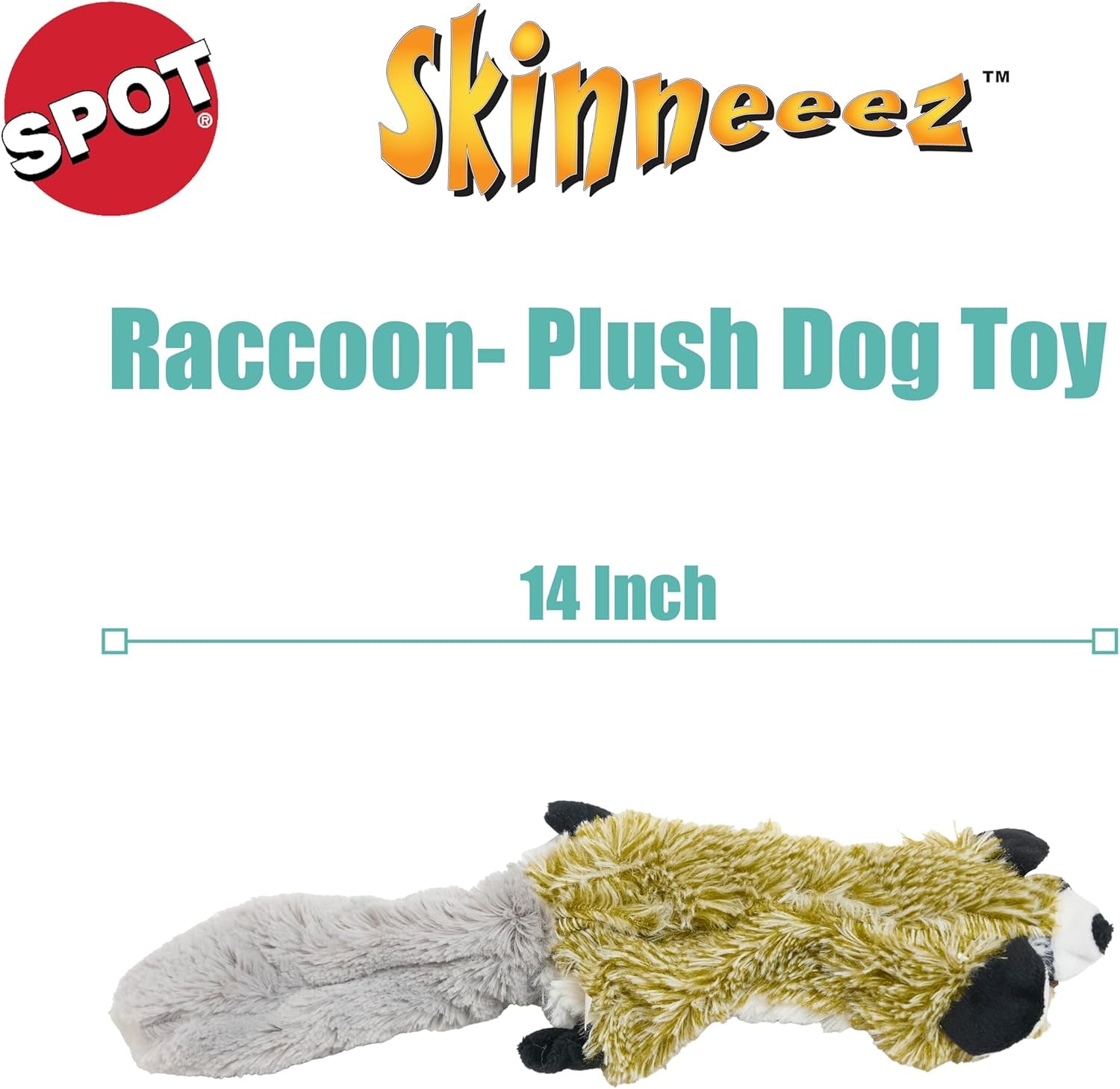 Skinneeez Raccoon 14 Inch Stuffing-Free Plush Dog Toy 