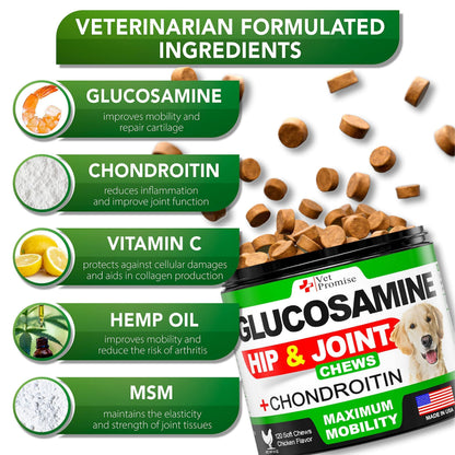 Glucosamine Hip and Joint Supplement for Dogs - 120 Mobility Chews