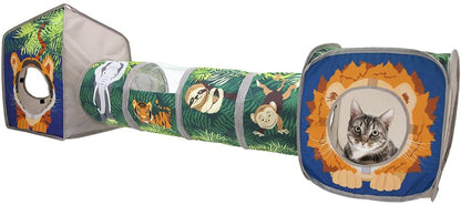 Safari Jungle Cat Play Set, Collapsible Pop-Up Tunnel & Hideout