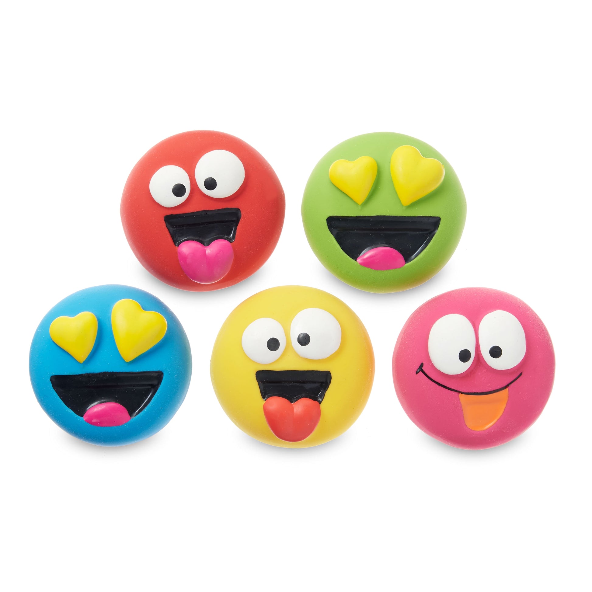 5Pk EMOTICON LATEX DOG TOY