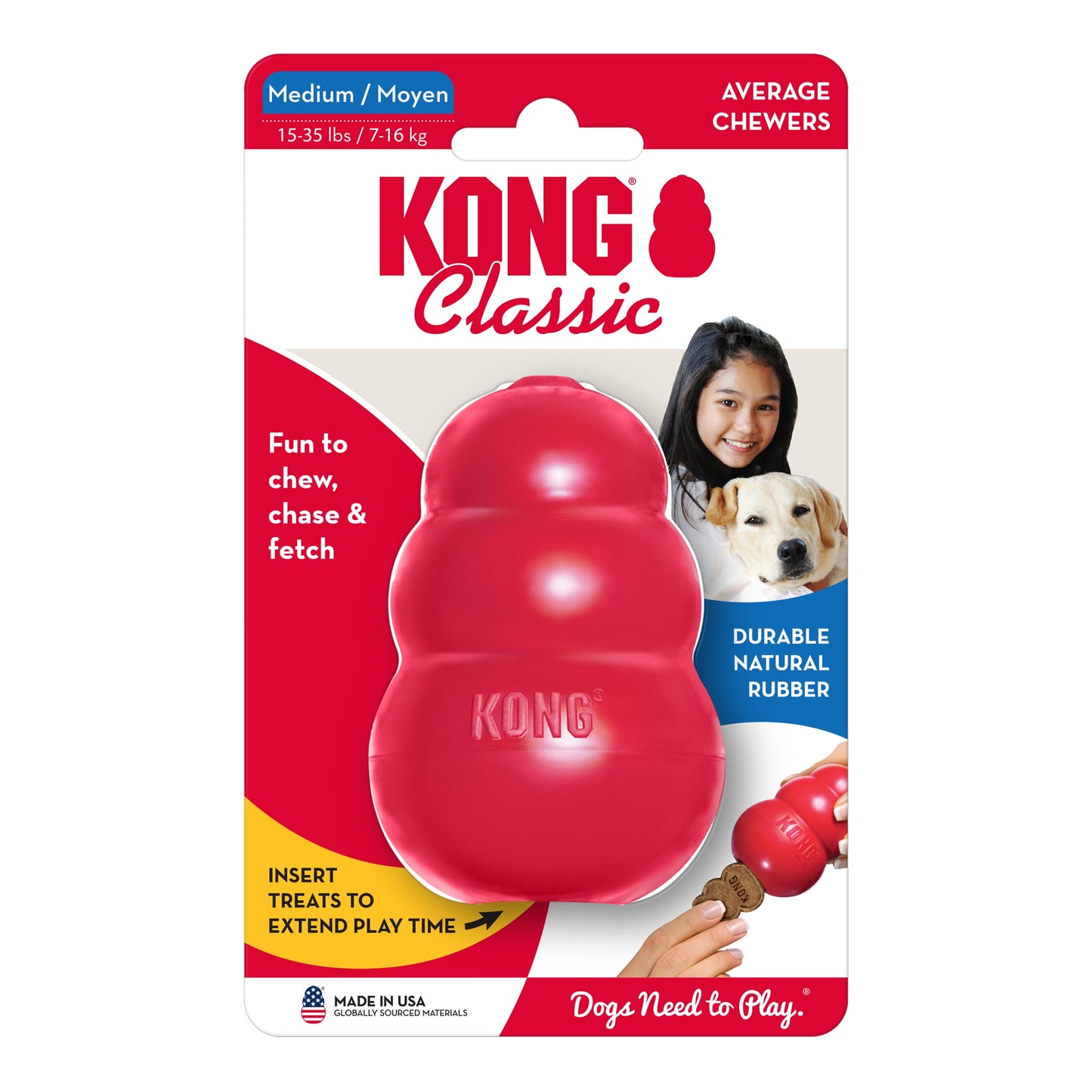 Classic Rubber Dog Toy for Average Chewers - Dogs between 15-35 Lbs