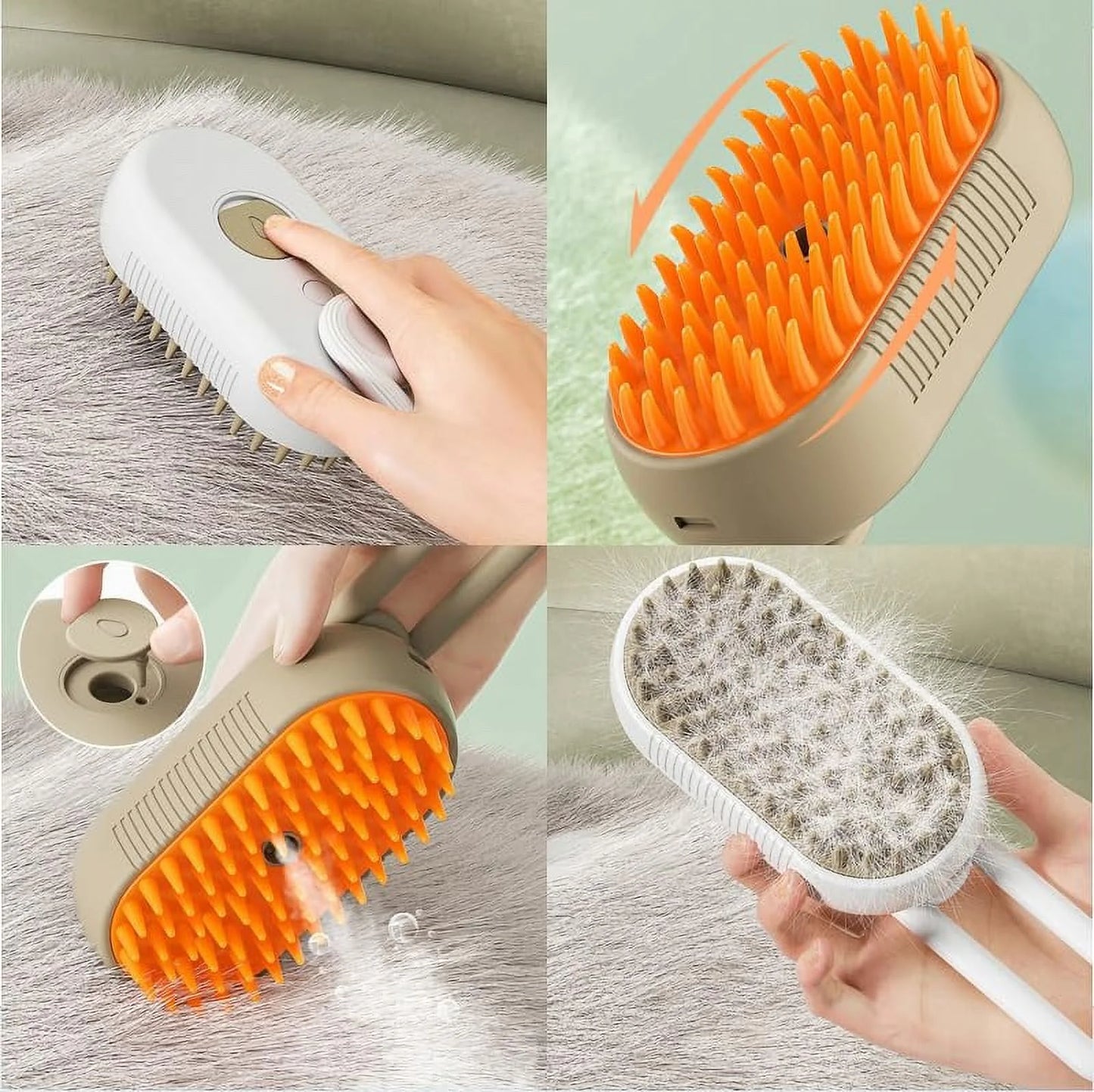 Cat Steam Brush, 3-in-1 Self Cleaning Steamy Pet Brush 