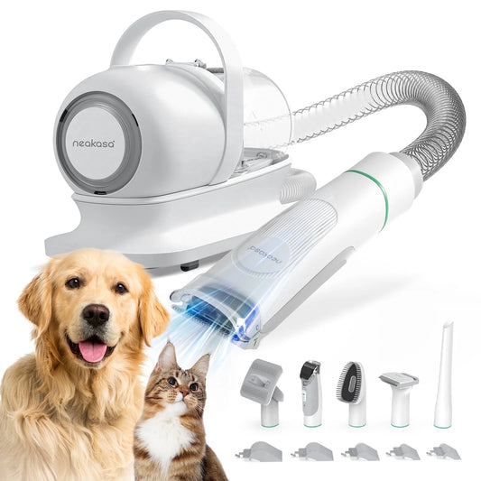 Pro Dog Grooming Kit with Vacuum, 5-In-1 Low-Noise Pet Clippers & Deshedding Brush
