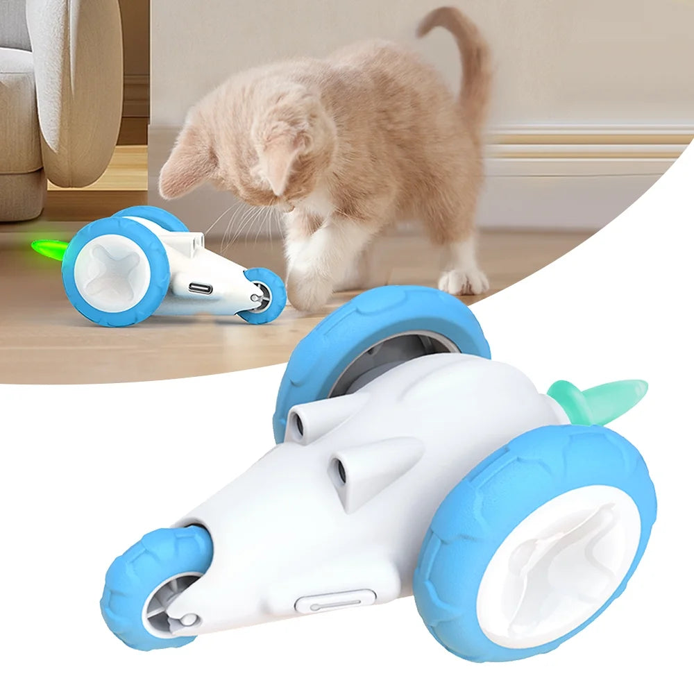 Kitten Interactive Electronic Moving Toy Mouse - Rechargeable Blue/White