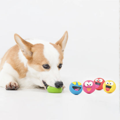 5Pk EMOTICON LATEX DOG TOY