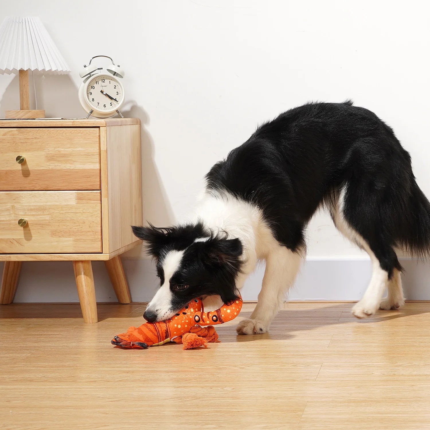 Larry Lobster Dog Toy, Squeaky Dog Plush Toy with Crinkle Paper 