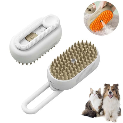 Cat Steam Brush, 3-in-1 Self Cleaning Steamy Pet Brush 
