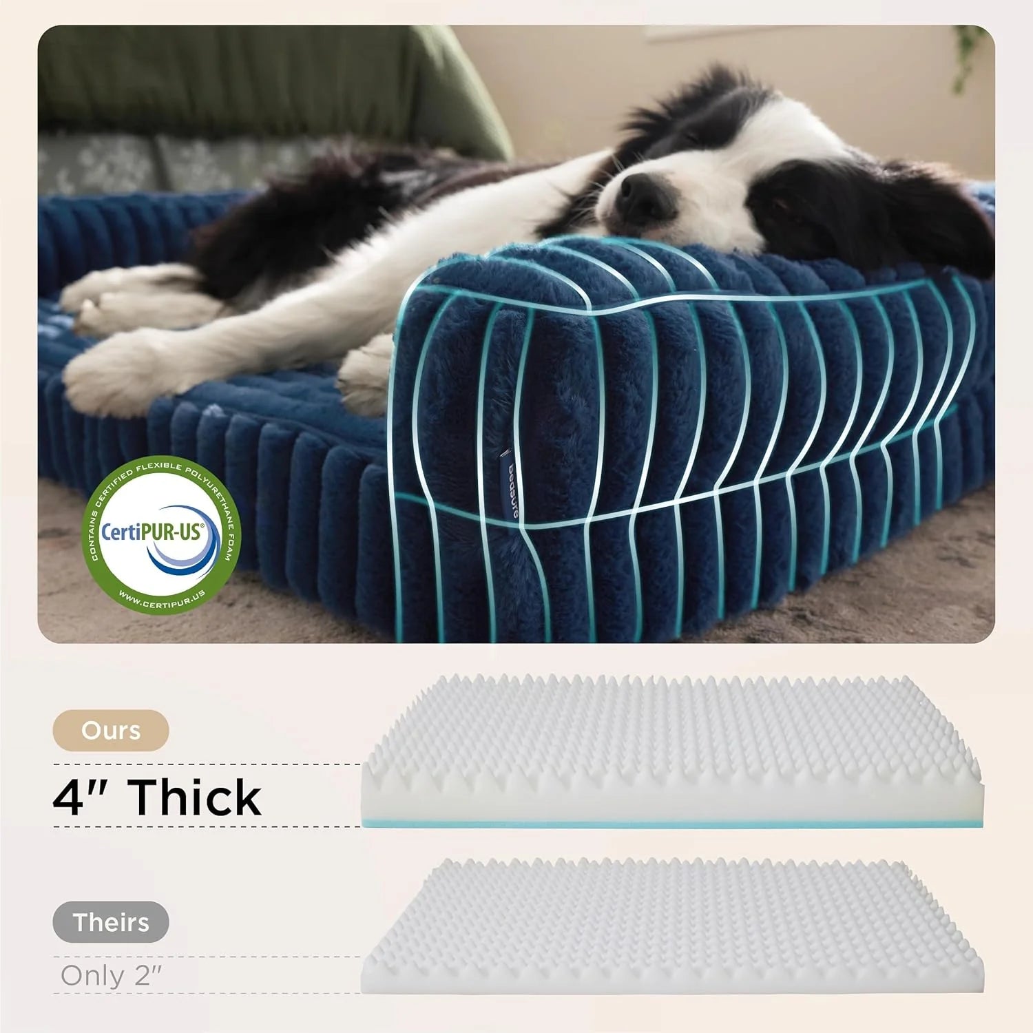 Orthopedic, Waterproof Memory Foam XL Pet Bed with Washable Removable Corduroy Cover, Blue
