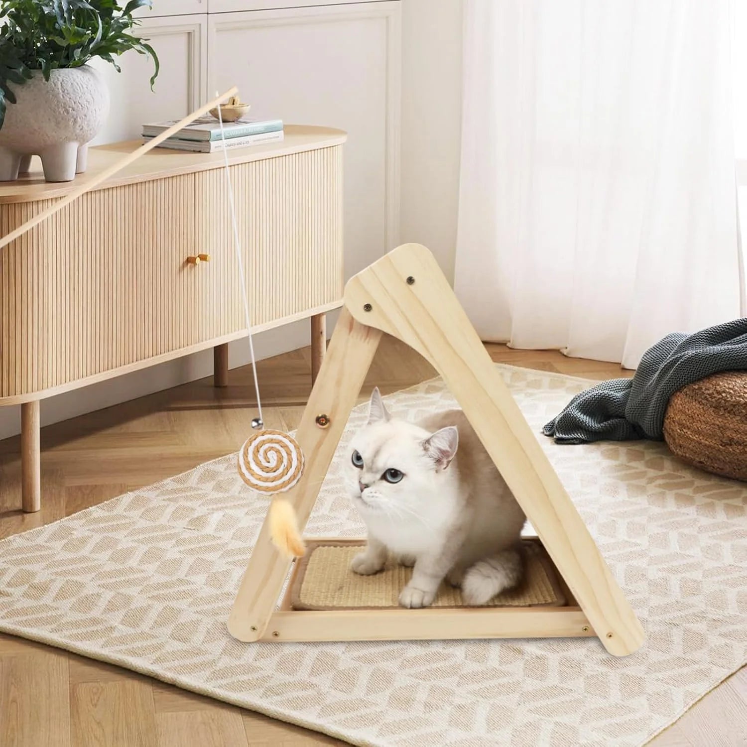 Cat Scratching Ramp for Indoor with Cat Teaser