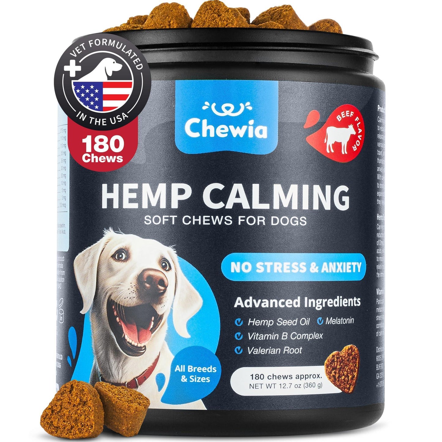 Hemp Calming Chews for Dogs - Anxiety Relief 