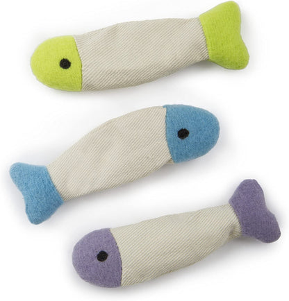 (3 Count) Fish Flop Crinkle Catnip Cat Toys - Multi Color
