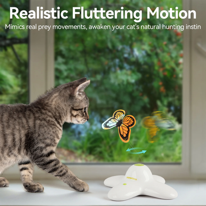 Fluttering Butterfly Automatic Cat Teasing Toy with 2 Replacement Butterflies