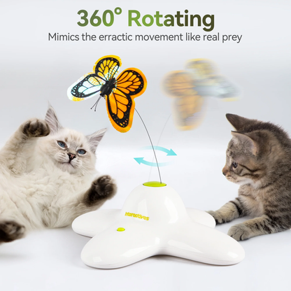 Fluttering Butterfly Automatic Cat Teasing Toy with 2 Replacement Butterflies
