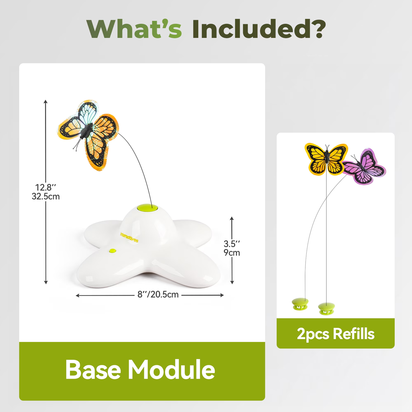 Fluttering Butterfly Automatic Cat Teasing Toy with 2 Replacement Butterflies