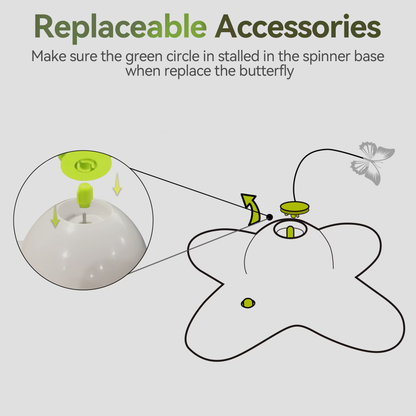 Fluttering Butterfly Automatic Cat Teasing Toy with 2 Replacement Butterflies
