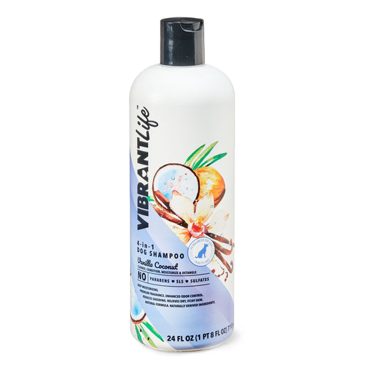 4-In-1 Dog Shampoo, Vanilla Coconut Scent - 24 Fl Oz