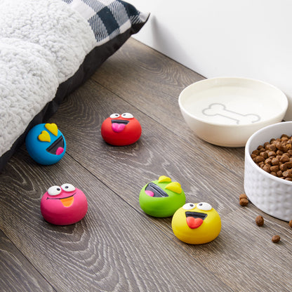 5Pk EMOTICON LATEX DOG TOY