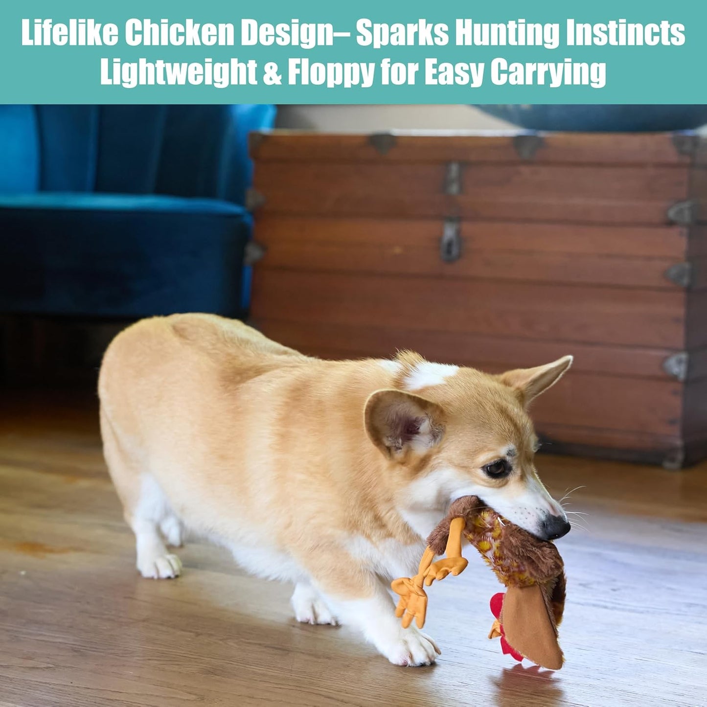Skinneeez Chicken 13 Inch Stuffing-Free Plush Squeaky Dog Toy 