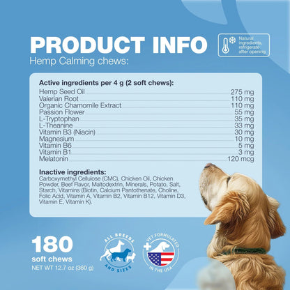 Hemp Calming Chews for Dogs - Anxiety Relief 