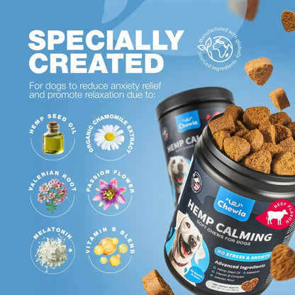 Hemp Calming Chews for Dogs - Anxiety Relief 