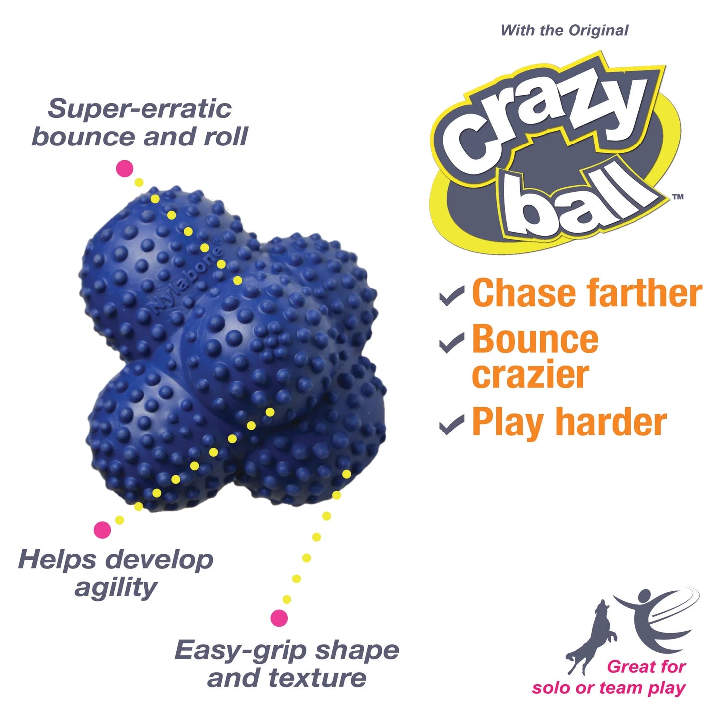 Power Play Crazy-Ball Dog Toy,  Large