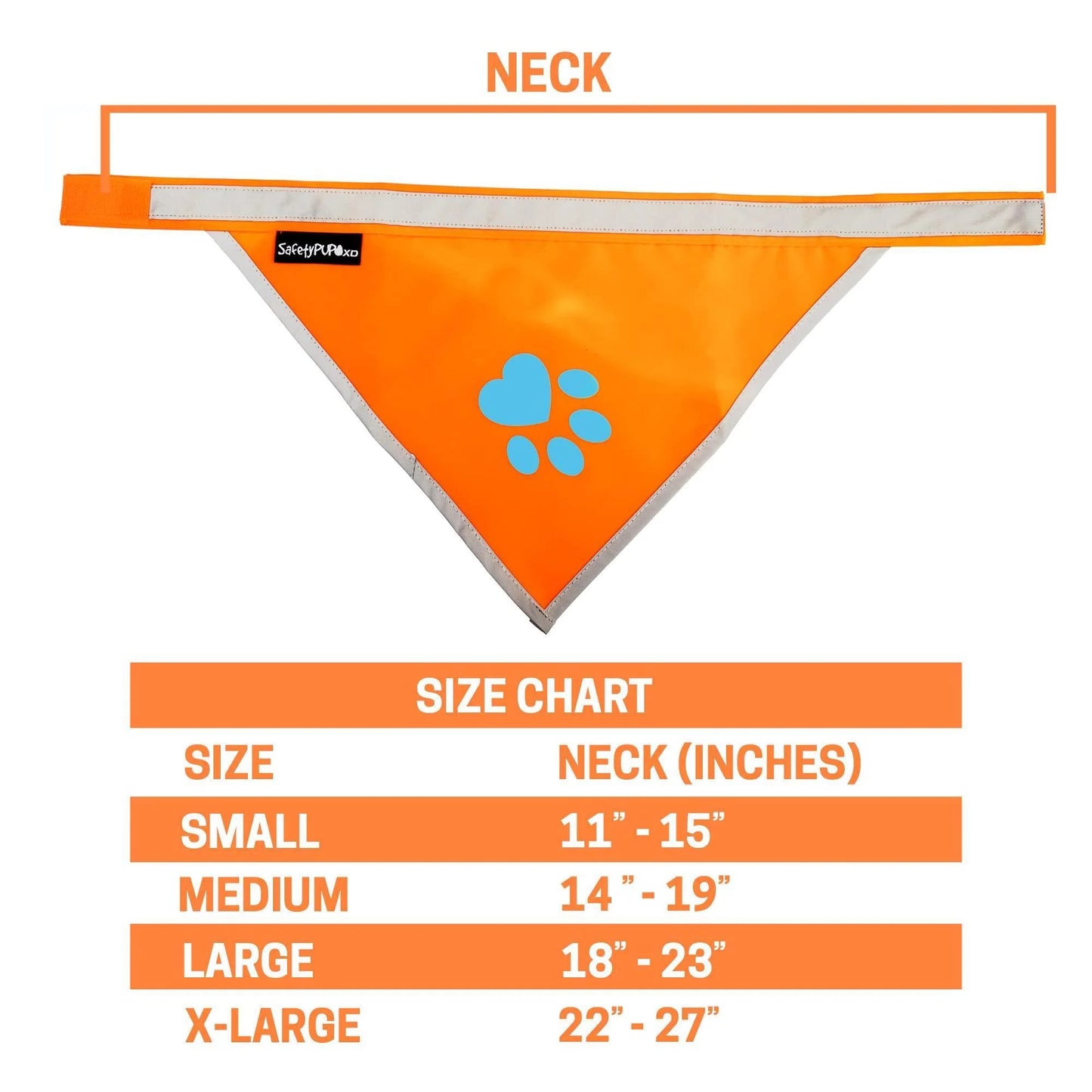Orange Dog Bandana Neck Size 23 Inch Large Size Hi Visibility Reflective Blaze