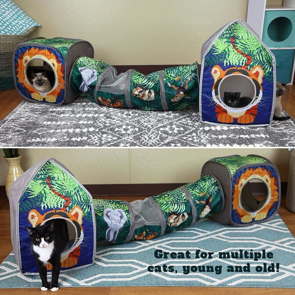 Safari Jungle Cat Play Set, Collapsible Pop-Up Tunnel & Hideout