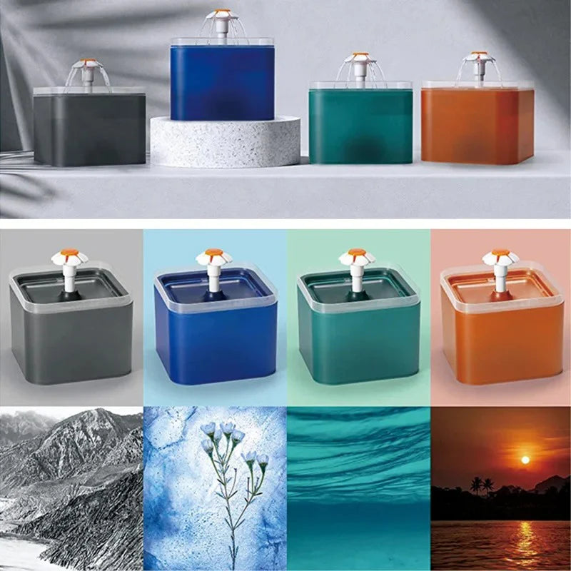Automatic Cats and Dogs Water Fountain with LED Lighting USB Pet Water Dispenser with Recirculate Filtring