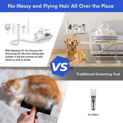 Pro Dog Grooming Kit with Vacuum, 5-In-1 Low-Noise Pet Clippers & Deshedding Brush