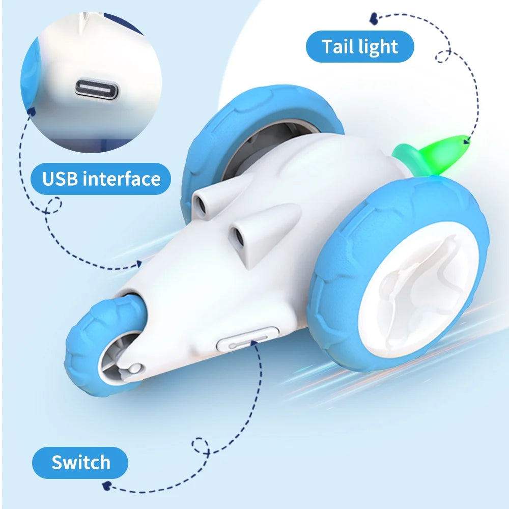 Kitten Interactive Electronic Moving Toy Mouse - Rechargeable Blue/White