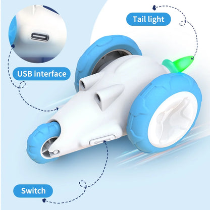 Kitten Interactive Electronic Moving Toy Mouse - Rechargeable Blue/White